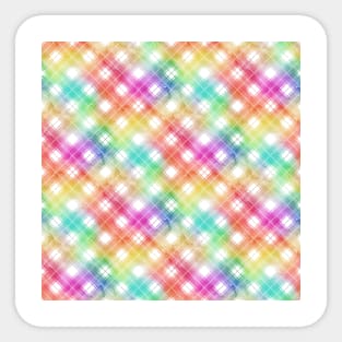 Bright Rainbow Watercolor Diagonal Tartan Plaid Check Sticker